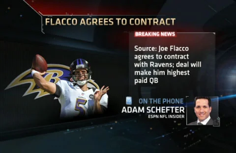 Baltimre ravens QB, Joe Flacco, surpasses Drew Brees to become highest paid quarterback in NLF history