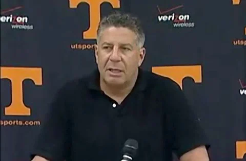 Photo shows former University of Tennessee men's basketball coach and current ESPN analyst, Bruce Pearl, speakein at a press conference June 11, 2009.