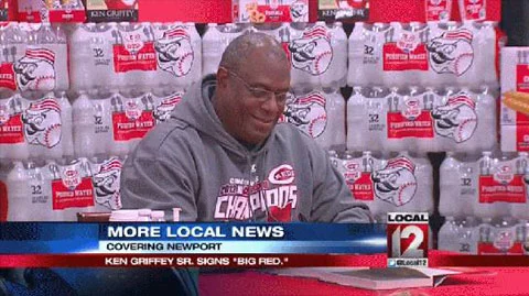  Photo shows Ken Griffey Sr. signing his new book "Big Red"in April 2014 at the Newport Kroger.